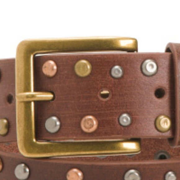 MOST WANTED Brown 3 tone metal Distressed Studded Leather Belt   1M8 main image 2